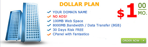 1 dollar hosting, $1 web hosting, one dollar hosting